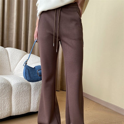 High-Waisted Flared Pants with Velvet-Lined Interior