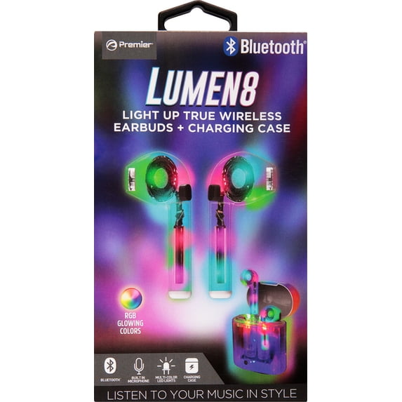 Light Up True Wireless Earbuds w/Charging Case