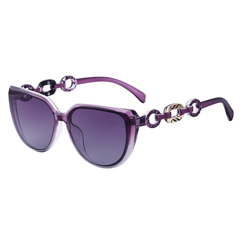 Ladies Trendy Fashion Chain Cat Eye Sunglasses