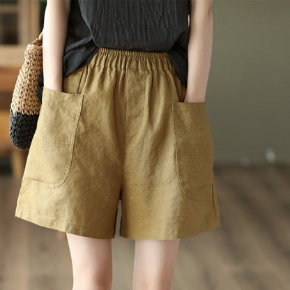 Elastic Waist Loose Shorts in Solid Color Palette