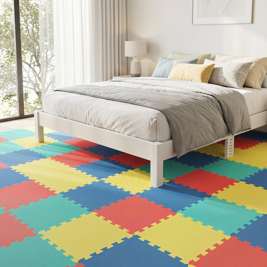 Interlocking EVA Foam Floor Tiles 18-Pack with Borders