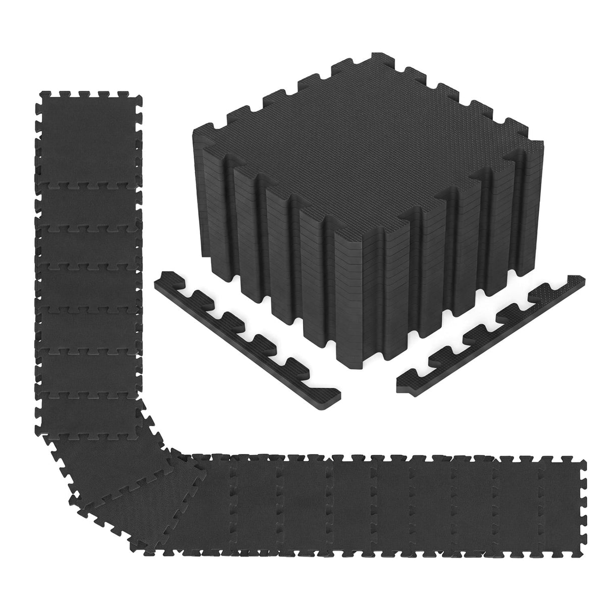 Interlocking EVA Foam Floor Tiles 18-Pack with Borders