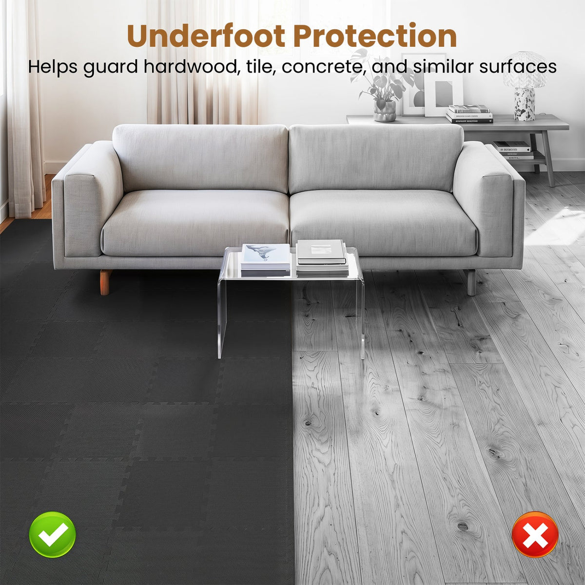 Interlocking EVA Foam Floor Tiles 18-Pack with Borders