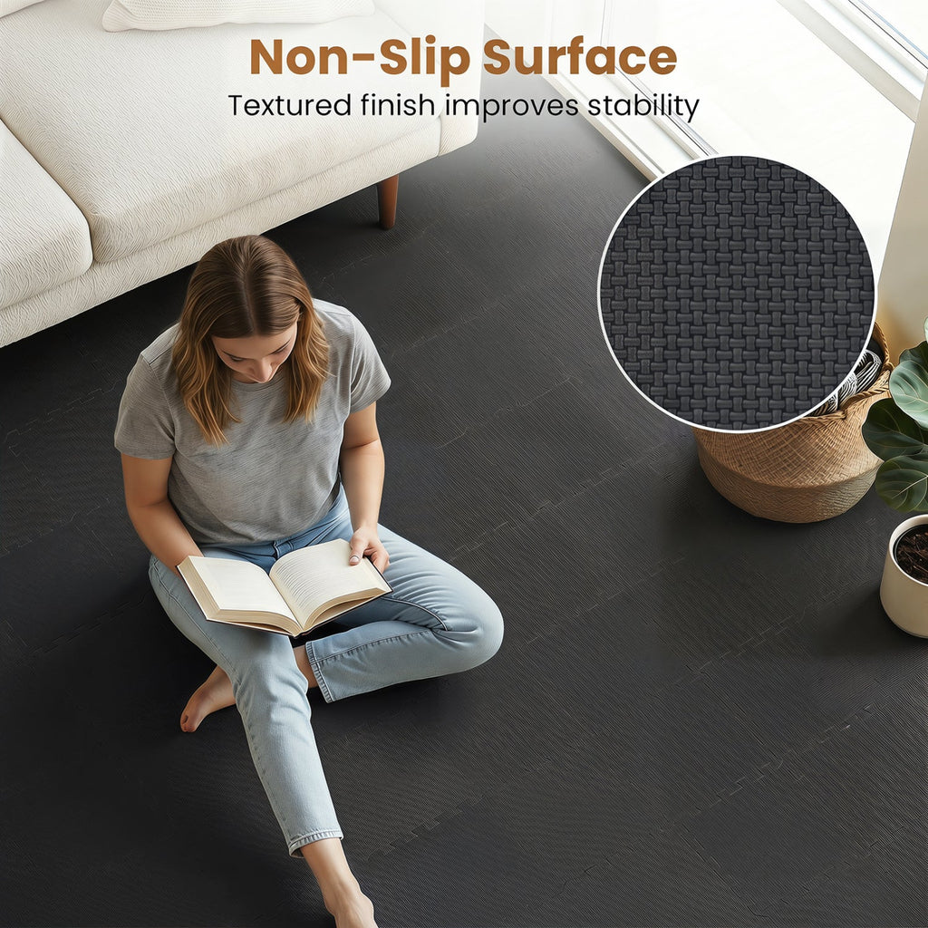 Interlocking EVA Foam Floor Tiles 18-Pack with Borders