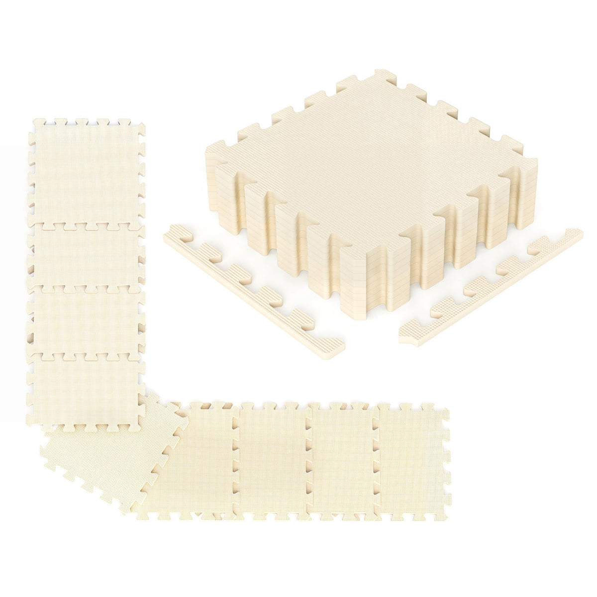 Interlocking EVA Foam Floor Tiles 18-Pack with Borders
