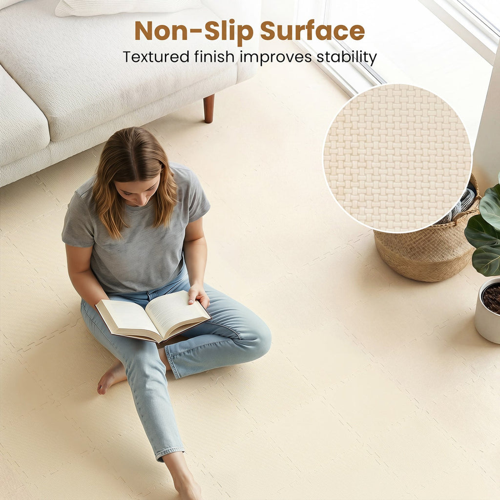 Interlocking EVA Foam Floor Tiles 18-Pack with Borders