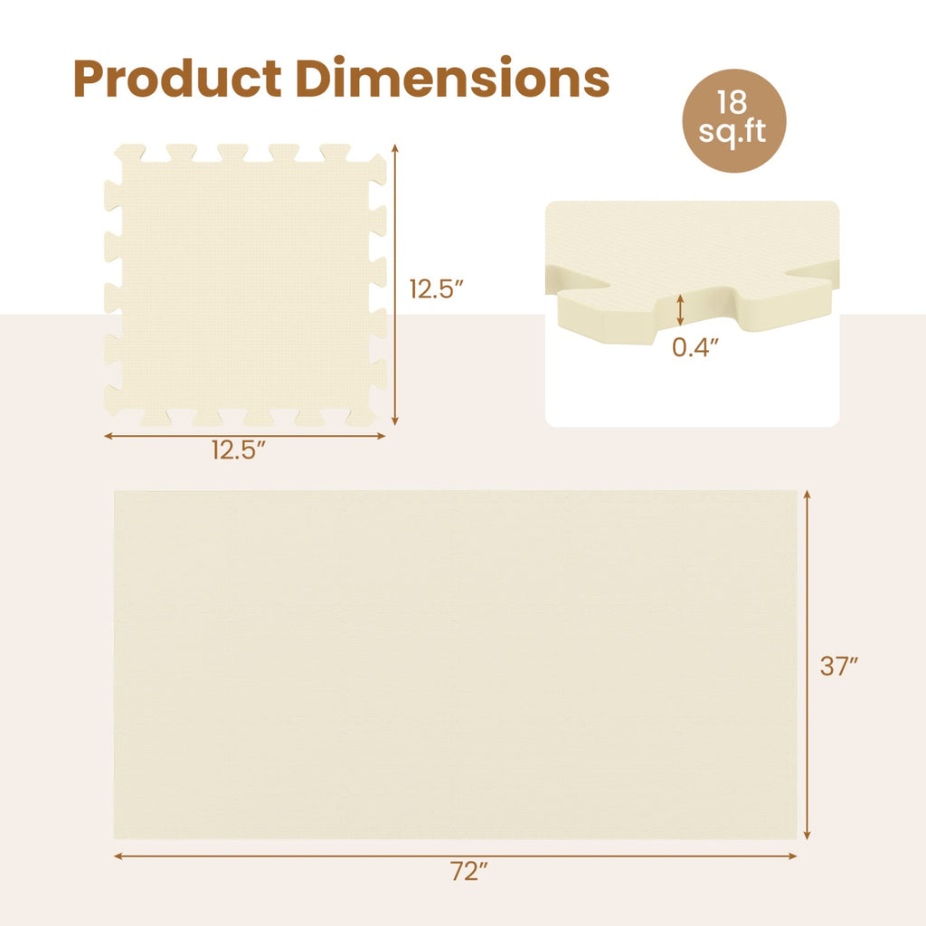 Interlocking EVA Foam Floor Tiles 18-Pack with Borders