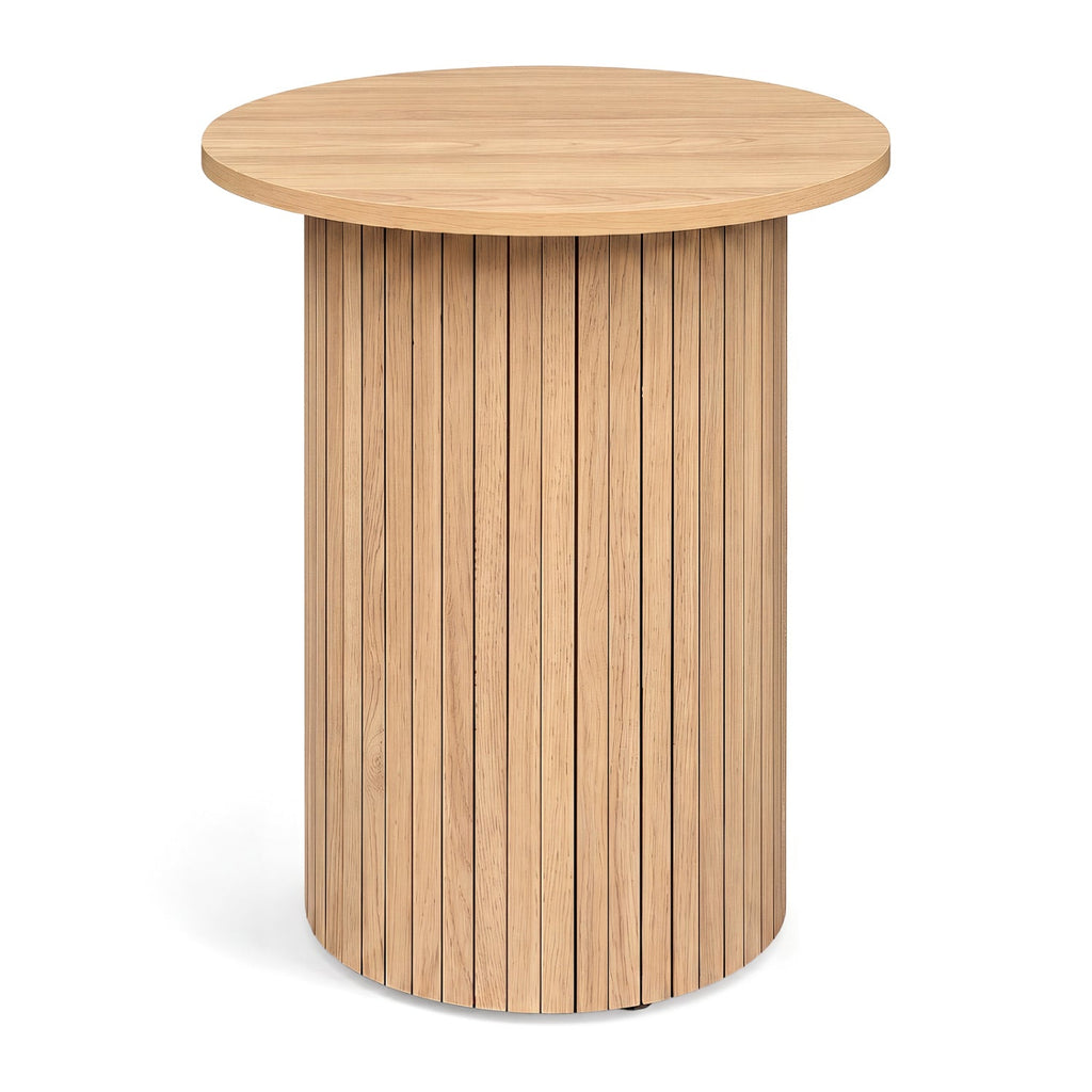18" Round Fluted Side Table with Pedestal Drum Base