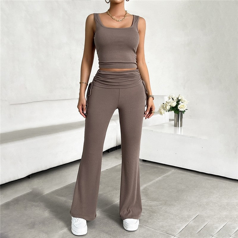 Slim Fit Casual Solid Color Vest and Pants Ensemble