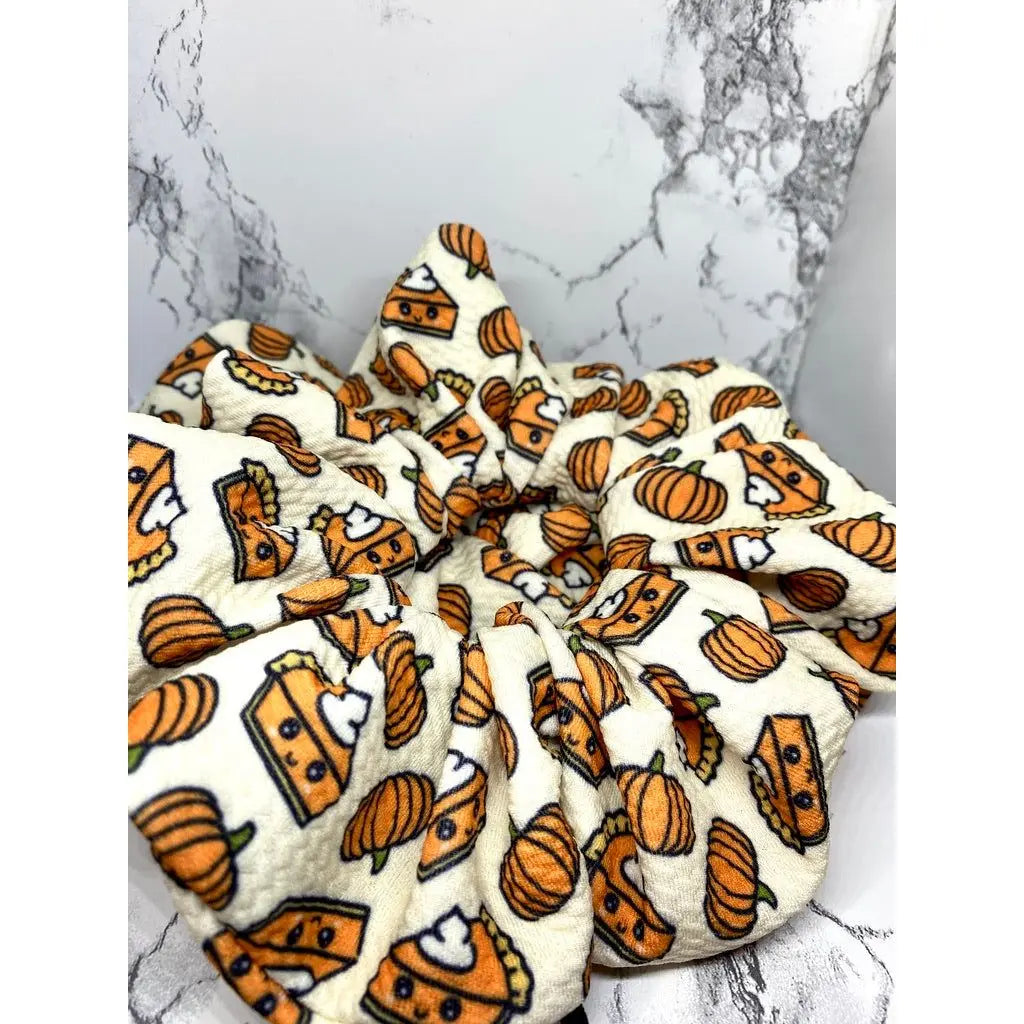 Cute Pumpkin Pie Thanksgiving Bullet Scrunchie
