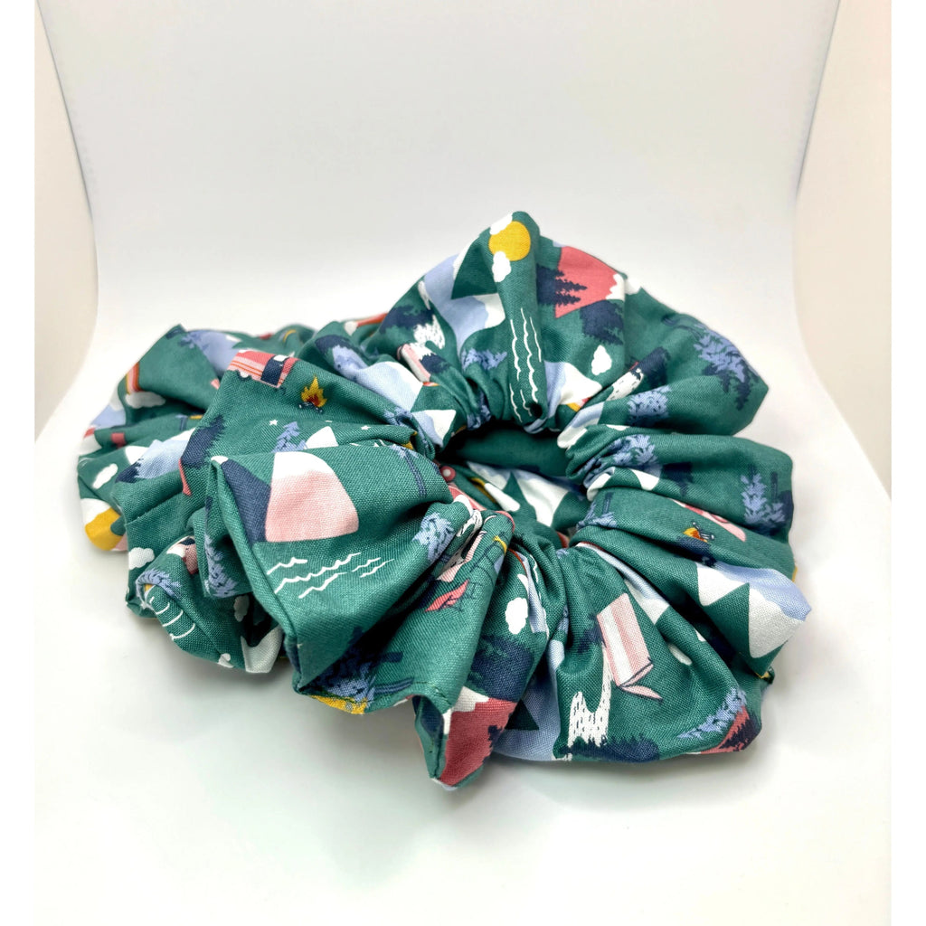 Teal Mountains & Campers Scrunchie