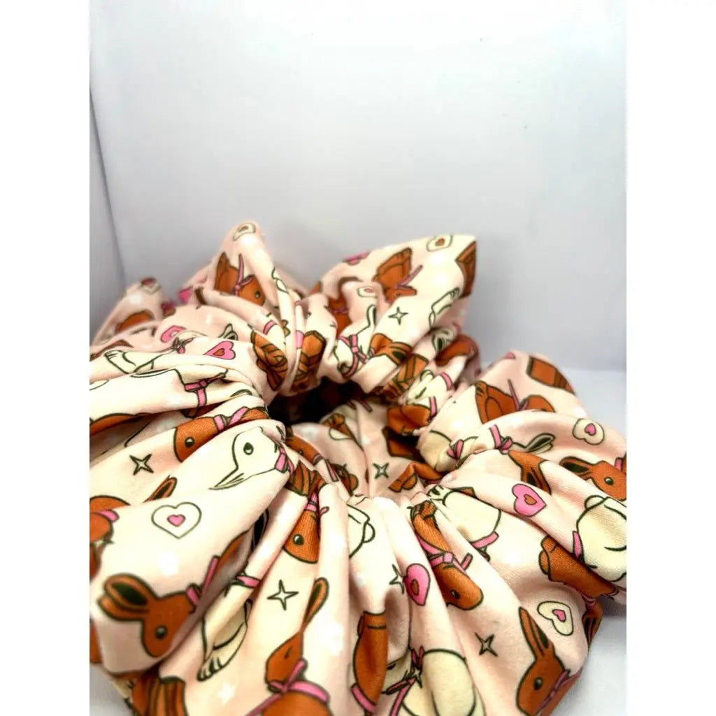 Chocolate Bunny Easter Poly Scrunchie