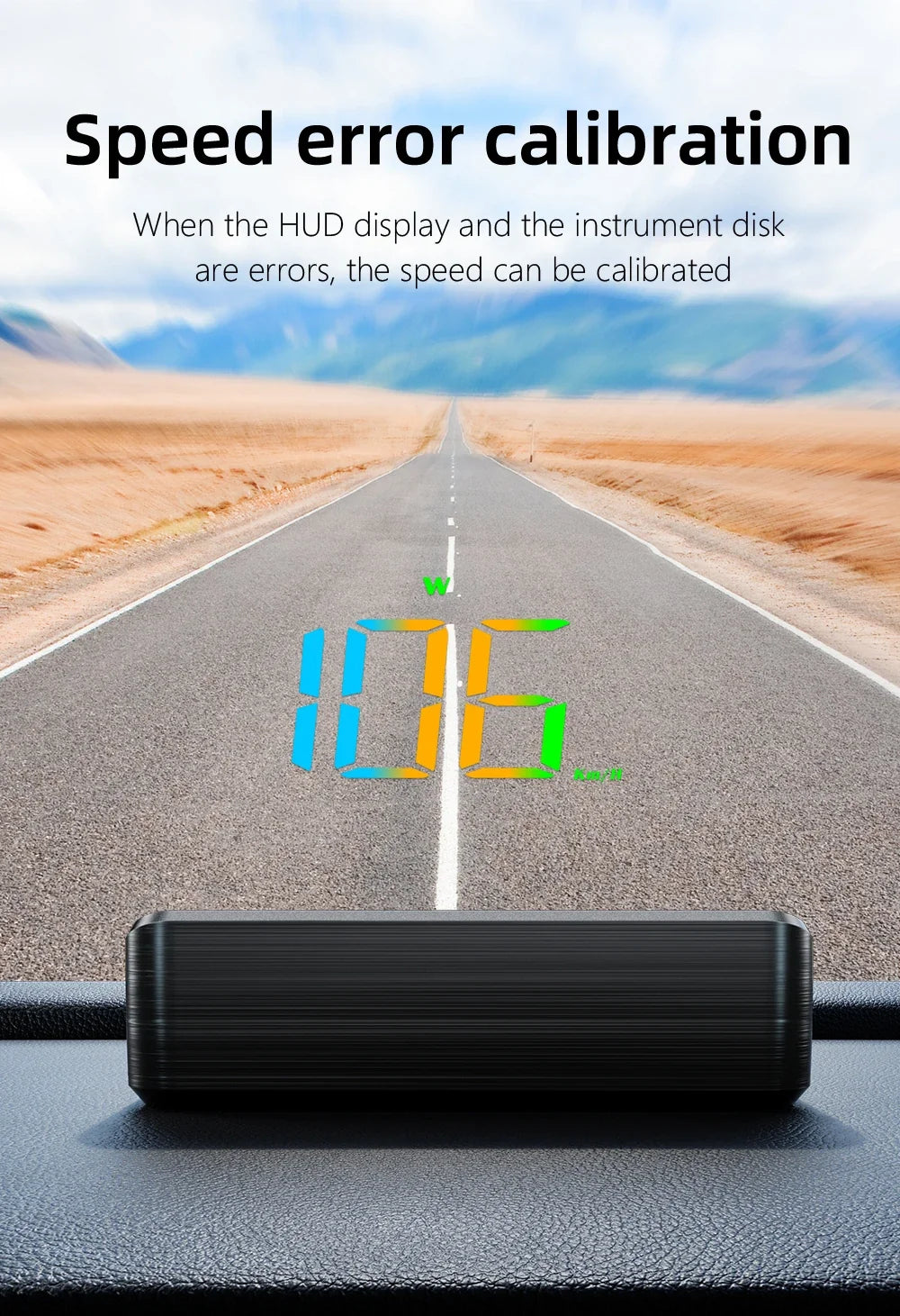 GPS Head-Up Speedometer Display with Large Font, Auto Brightness & MPH Speed Unit (Type-C Powered)
