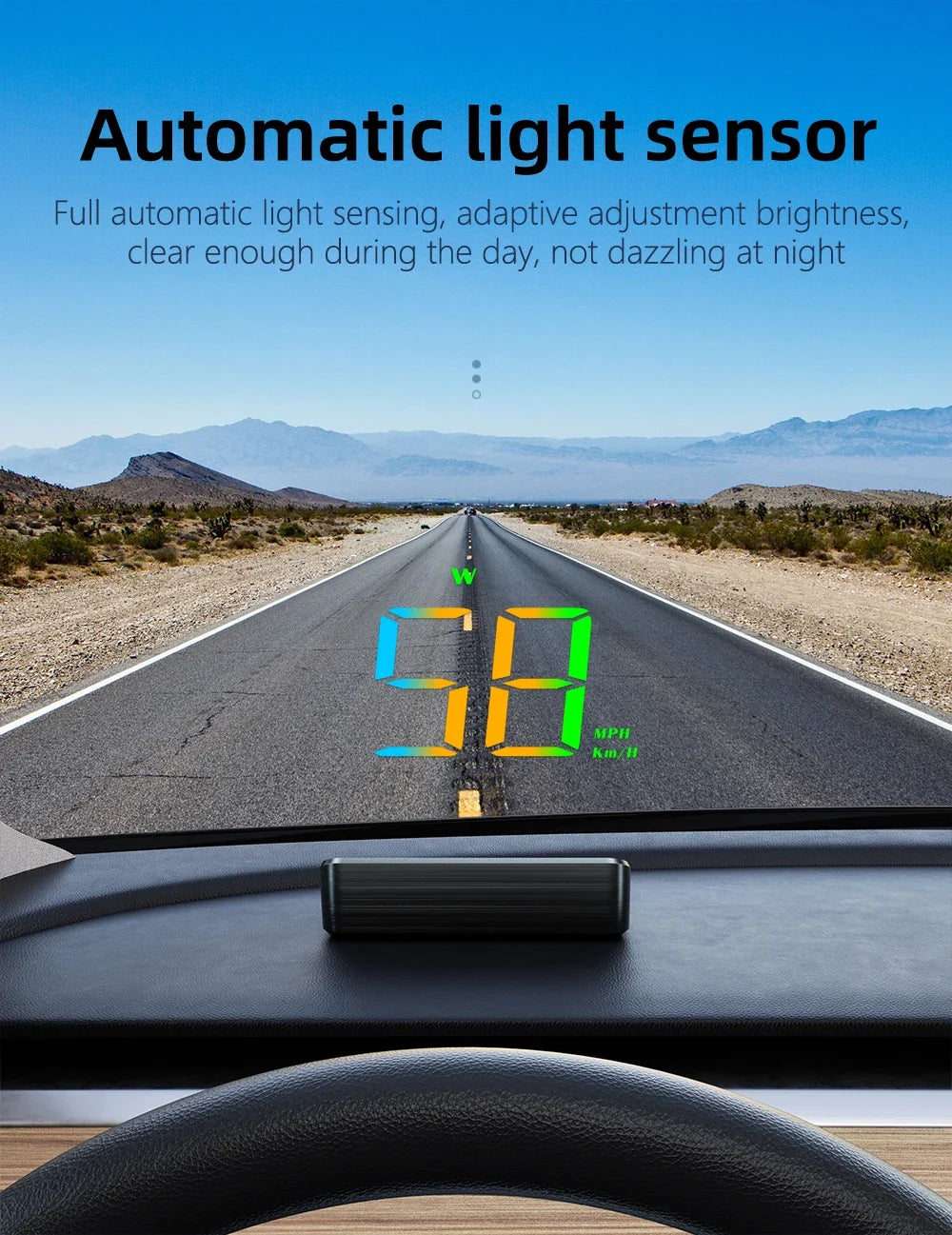 GPS Head-Up Speedometer Display with Large Font, Auto Brightness & MPH Speed Unit (Type-C Powered)
