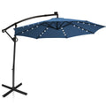 10 Feet 360° Rotation Solar Powered LED Patio Offset Umbrella without Weight Base-Gray