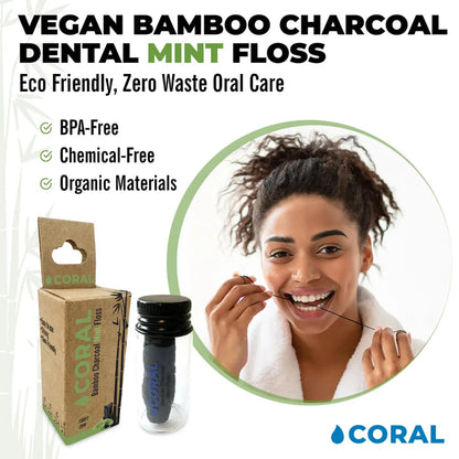 Coral Mouth Spray, Bamboo Mint Floss, and Bamboo Toothbrushes Bundle