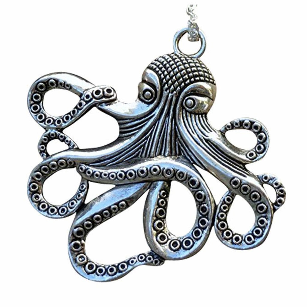 Octopus Necklace Steampunk Nautical Gothic Tentacle Pendant Silver or Bronze