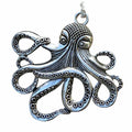 Octopus Necklace Steampunk Nautical Gothic Tentacle Pendant Silver or Bronze