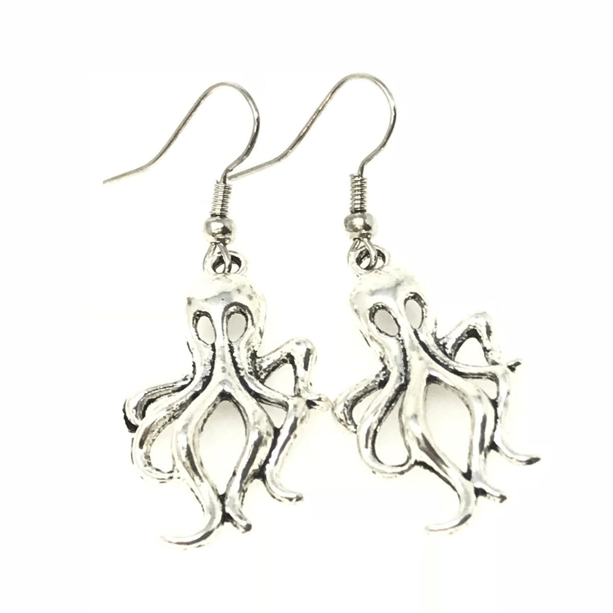 Kraken Earrings Silver Octopus Tentacle Nautical Steampunk Dangle Jewelry