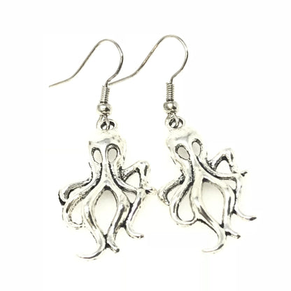 Kraken Earrings Silver Octopus Tentacle Nautical Steampunk Dangle Jewelry