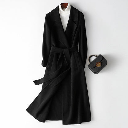Solid Color Reversible Cashmere Long Coat