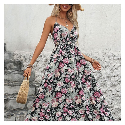 Chic Floral Halterneck Dress