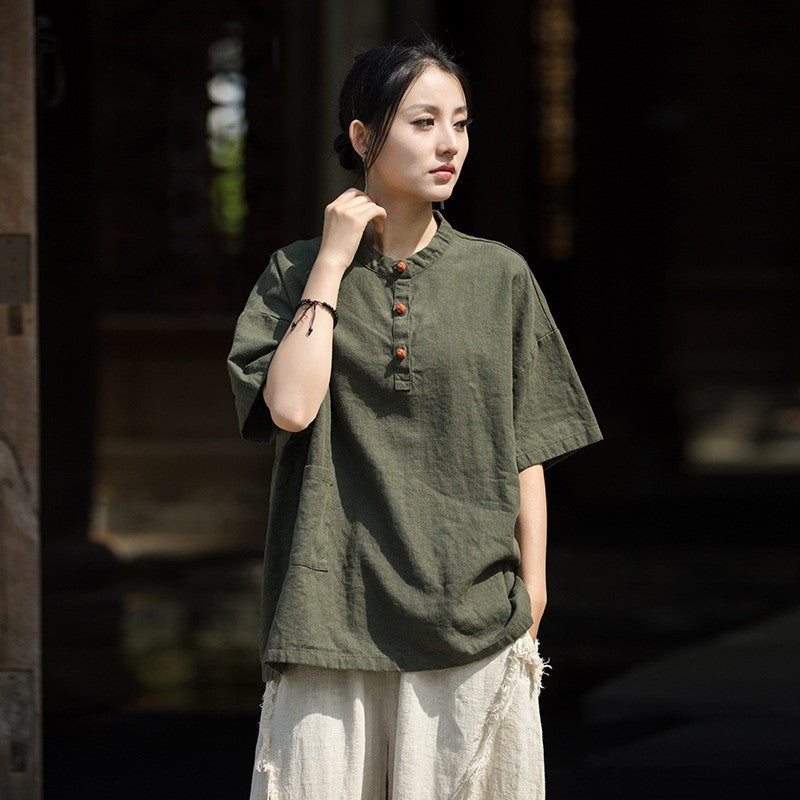 Loose Fit Color Block Half Sleeve T-Shirt