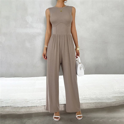 Sleek Sleeveless Jumpsuit in Solid Color