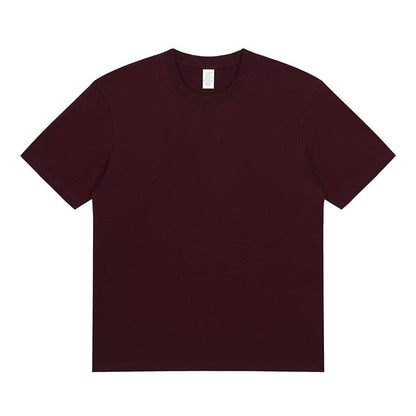 Solid Color Unisex Round Neck T-Shirt with Small Neckline