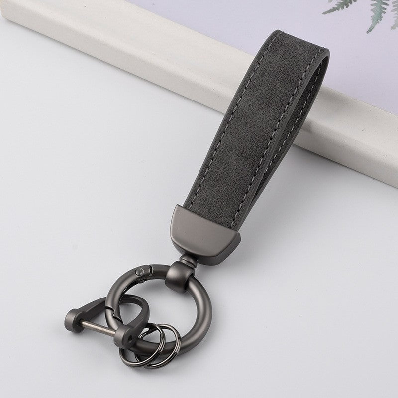 Solid Color Metal Leather Keychain Fashion Accessory