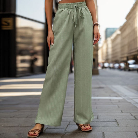 Solid Color High Waist Wide Leg Leisure Pants