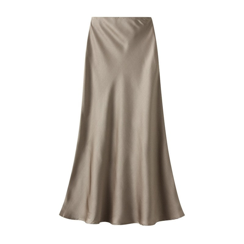 High Waisted Satin Fishtail Maxi Skirt