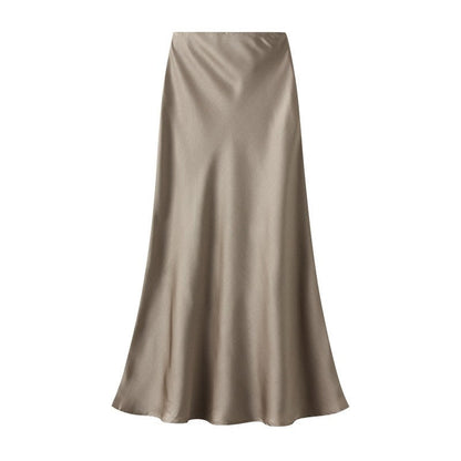 High Waisted Satin Fishtail Maxi Skirt
