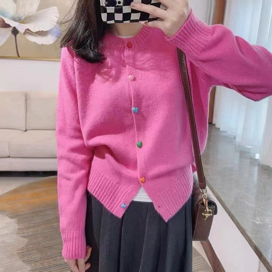 Solid Color Long Sleeve Single Breasted Knitted Cardigan Sweater
