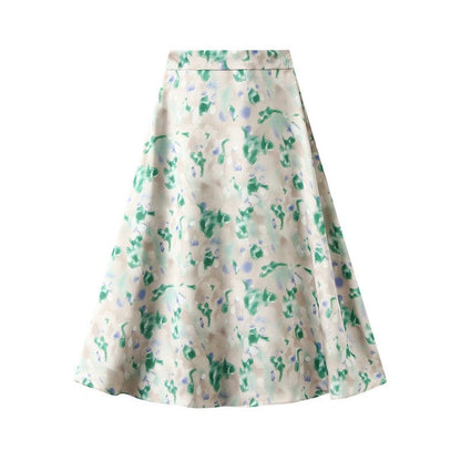 Brilliant Satin Print Elastic Waist Drop Skirt