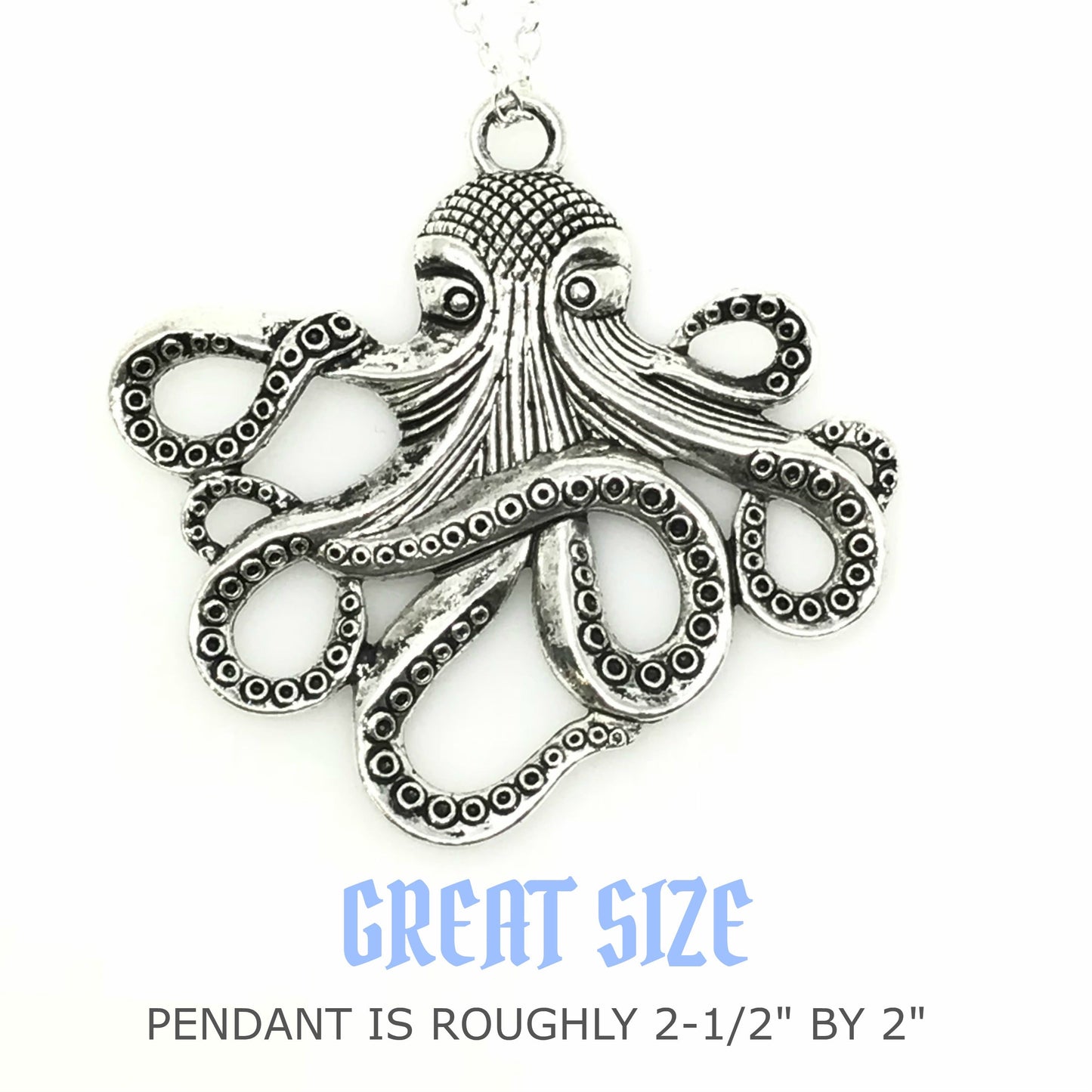 Octopus Necklace Steampunk Nautical Gothic Tentacle Pendant Silver or Bronze