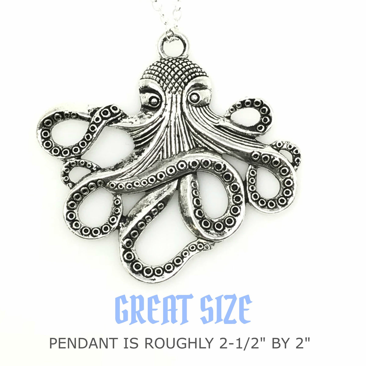Octopus Necklace Steampunk Nautical Gothic Tentacle Pendant Silver or Bronze