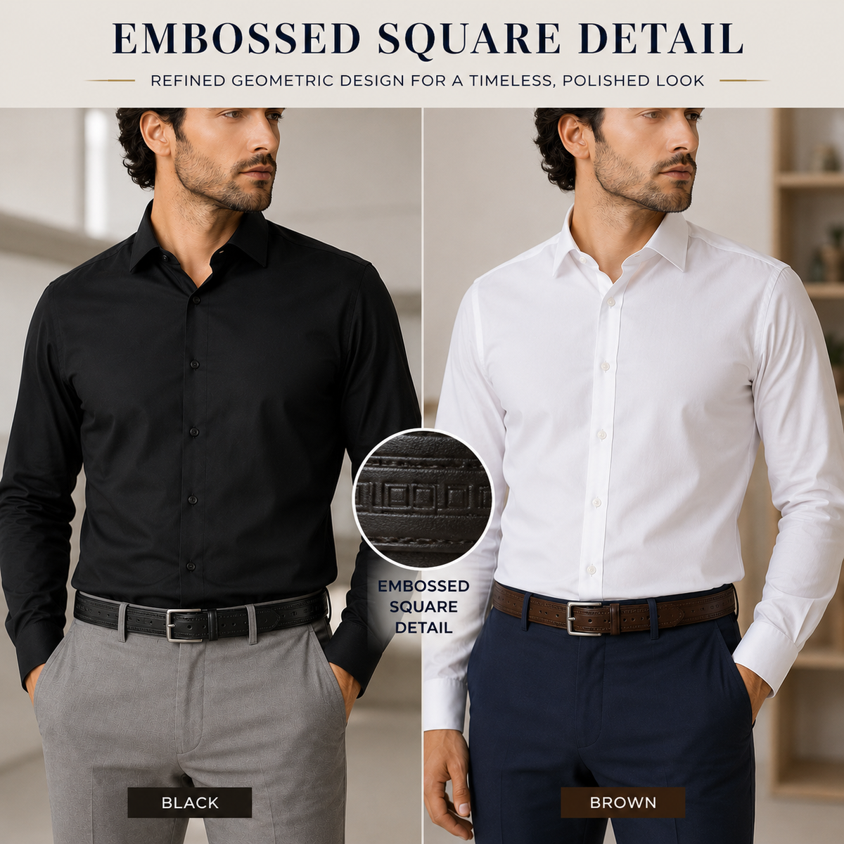 Men's Classic Dress Belt 2-Pack – Black & Brown Belts