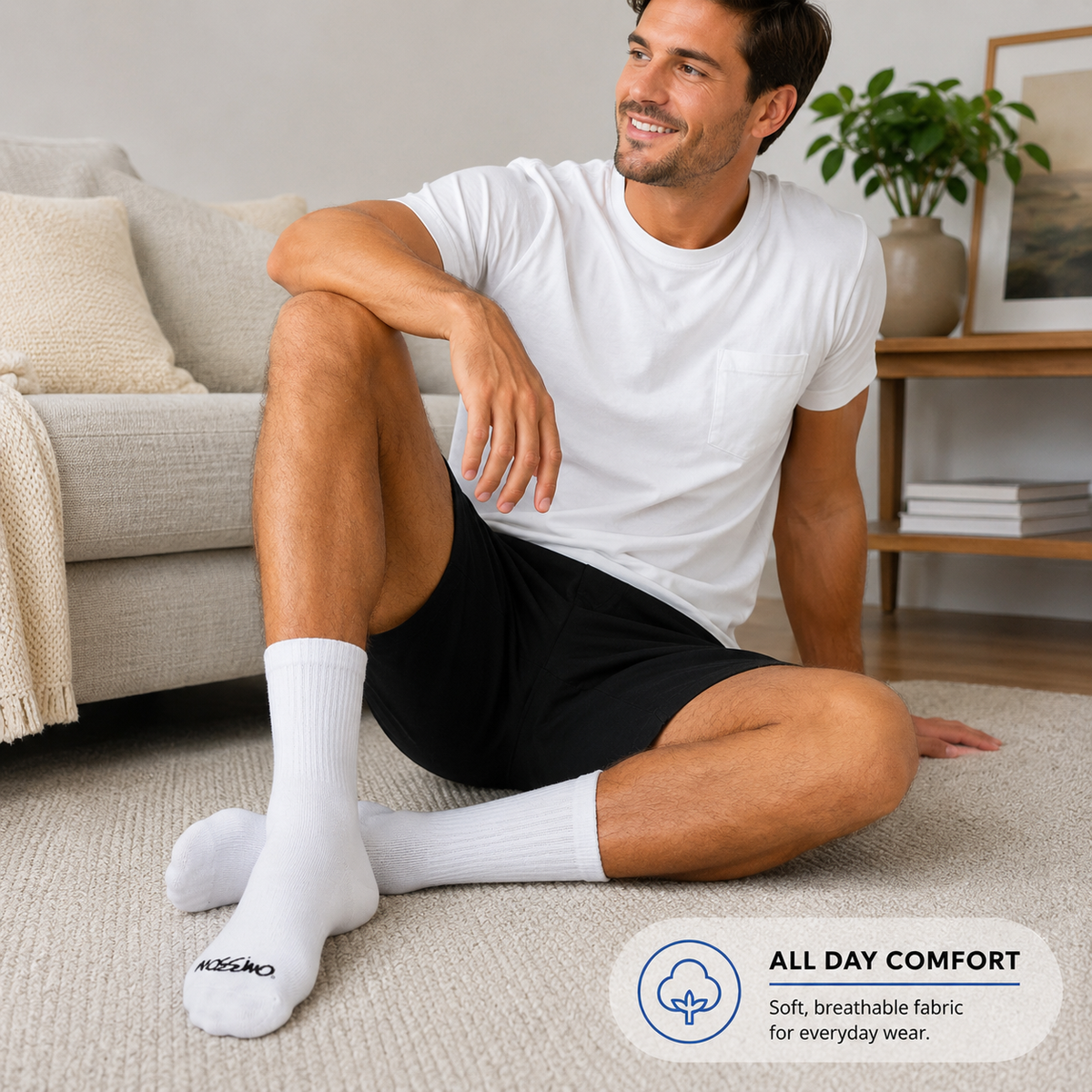Mossimo Men's Crew Socks 6-Pair Pack – Black, Gray & White Cushioned Crew Socks | Size 10-13, Everyday Athletic & Casual Wear