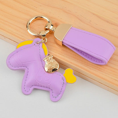 Cute Pony Shaped Leather Keychain Pendant