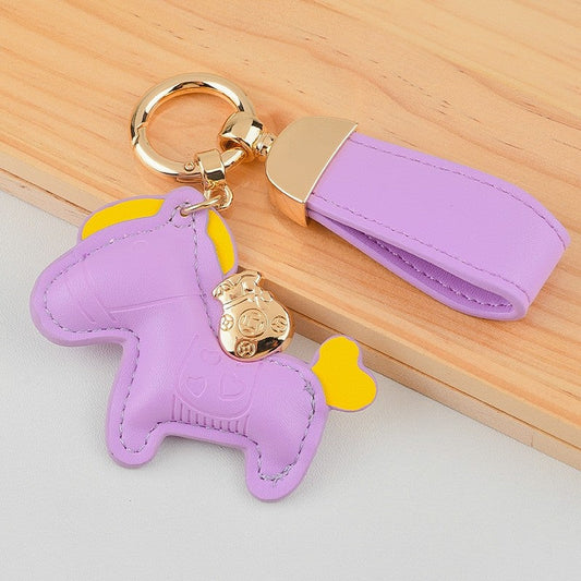 Cute Pony Shaped Leather Keychain Pendant