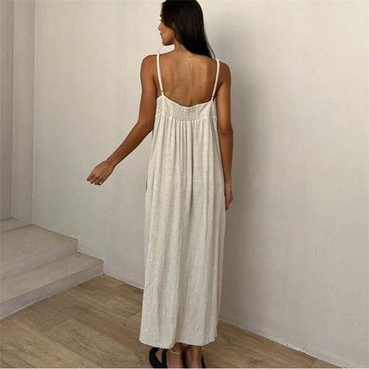 Soft Skin-Friendly Long Camisole Nightgown for Fashionable Comfort
