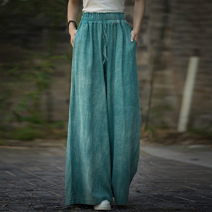 Tie-Dye High Waist Wide Leg Pants With Elastic Waistband