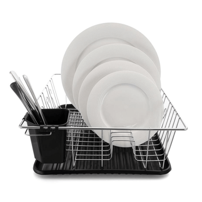 Better Chef 16" Chrome-Plated Metal Dish Rack with Drain Tray