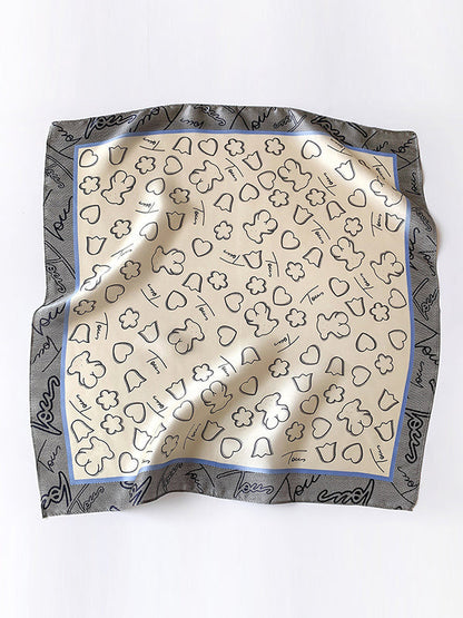 Square Animal Printed Geometric Letter Print Scarf