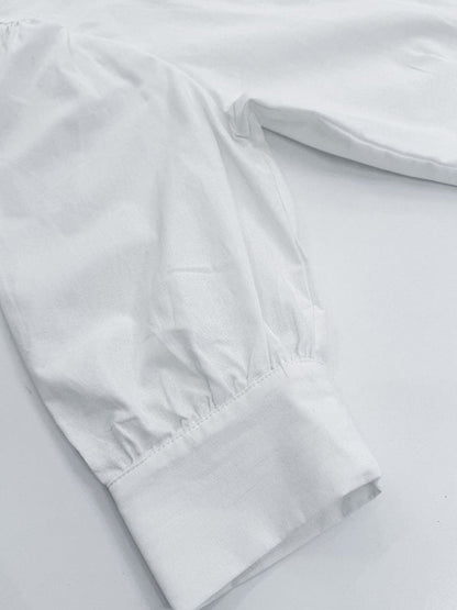 Half Sleeves Loose Buttoned Pleated Solid Color Split-Joint Stand Collar Blouses Top +  Skirts Bottom Two Pieces Set