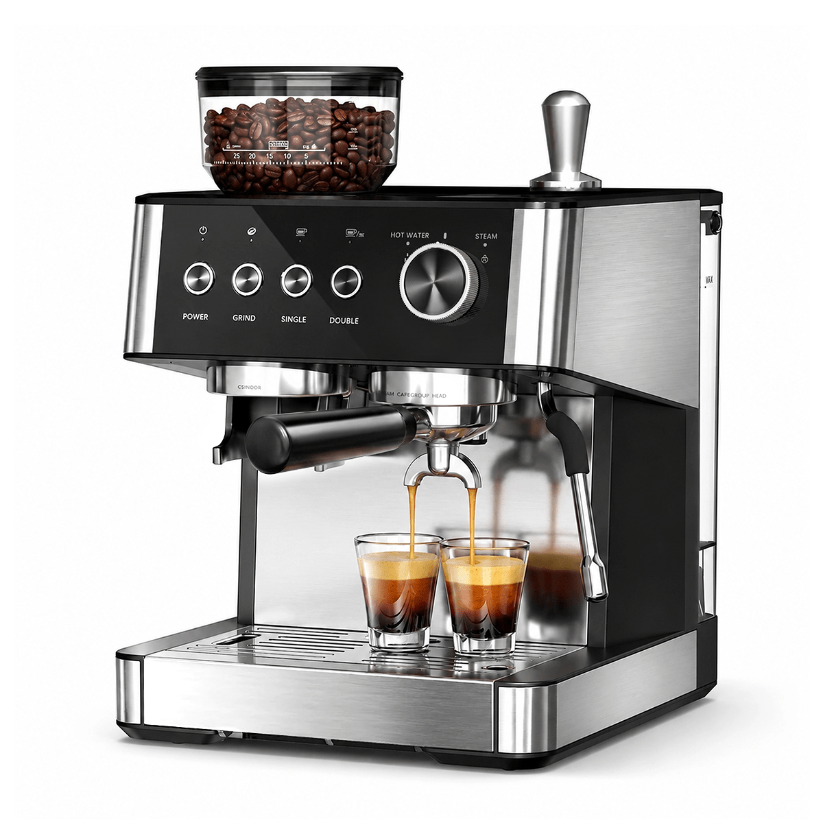 Kismile Espresso Machine, Semi-Automatic Coffee Maker with Bean Grinder and Milk Frother Steam Wand