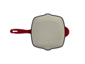 9.5" Square Enameled Cast Iron Grill Pan Red | Nonstick | Oven Safe