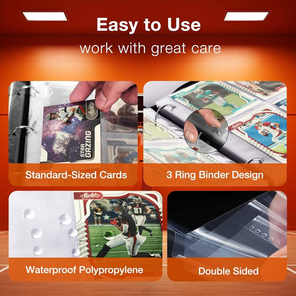 Trading Card Binder 400 Cards 50 Pages – 4 Pocket Zipper Album Organizer