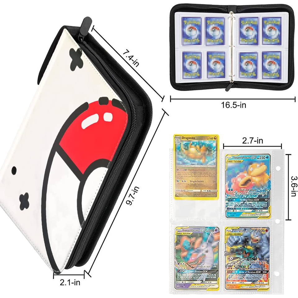 Trading Card Binder 400 Cards 50 Pages – 4 Pocket Zipper Album Organizer